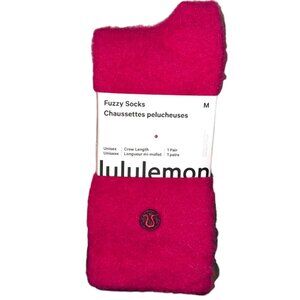 NWT Lululemon Pink Berry Rumble Crew Length Fuzzy Socks Size Medium